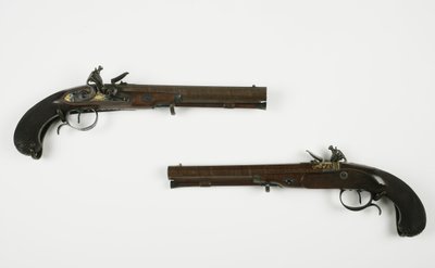Paar Steinschlosspistolen für Duelle, ca. 1780-1800 von H.W. Mortimer and Sons